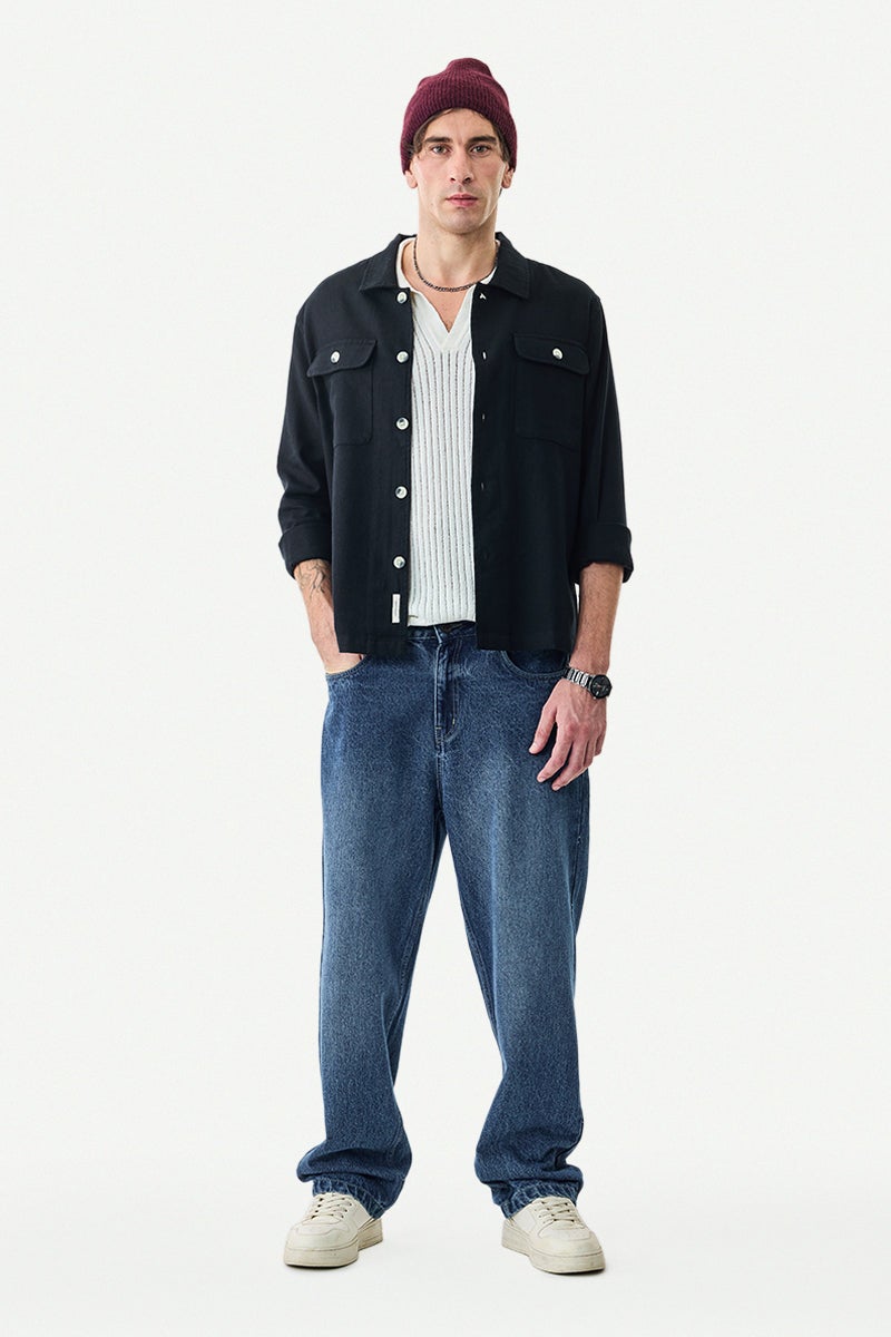 SNITCH Double Pocket Linen Blend Overshirt - Image 2